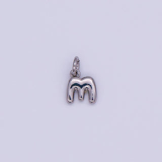 Micro White Gold Filled 10mm Initial Letter Bubble Charm in Silver