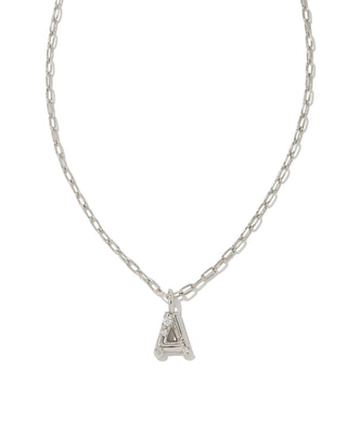 Crystal Letter Silver Short Pendant Necklace