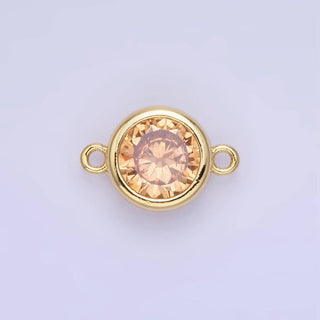 14K Gold Filled Birthstone CZ Round Bezel Connector
