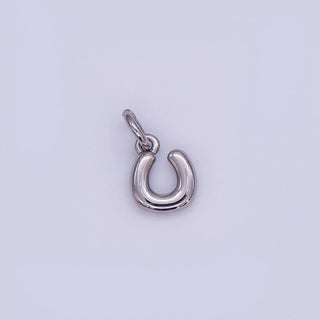 Micro White Gold Filled 10mm Initial Letter Bubble Charm in Silver