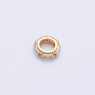14K Gold Filled 9.8mm Clear CZ Baguette Round Rondelle Spacer Bead