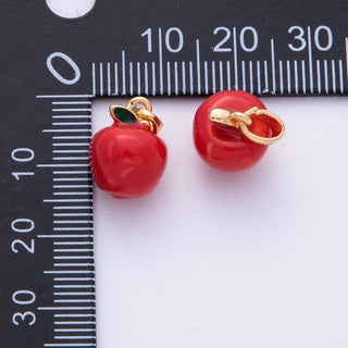 18K Gold Filled 13.5mm Red Apple Fruit 3D MultidimensionalCharm