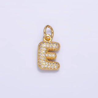 24K Gold Filled CZ Chubby Bubble Balloon Initial Letter Pendant