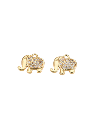 Gold Micro Pave Cubic Zirconia Elephant Charm