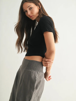 Essential Micro-Ribbed Athleisure Baby Tee