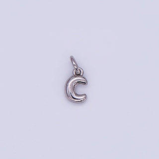 Micro White Gold Filled 10mm Initial Letter Bubble Charm in Silver