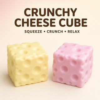 Crunchy Cheese Block Squishy Toy: Pink