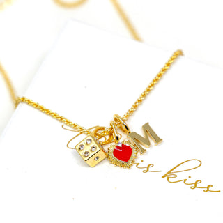 The Sis Kiss - Solid Initial Charm Gold