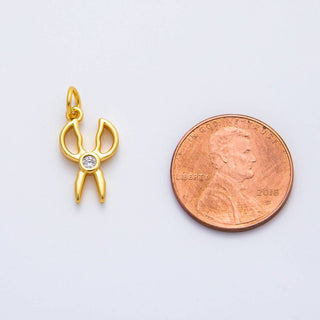 18K Gold Filled CZ Scissor Open Charm