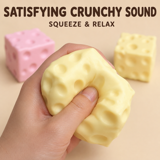 Crunchy Cheese Block Squishy Toy: Pink