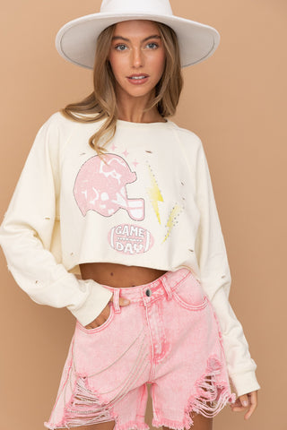 Game Day French Terry Crop Graphic Sweatshirt