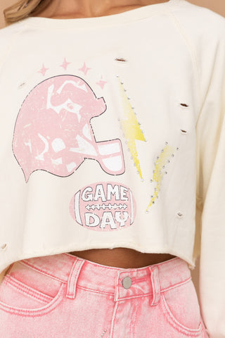 Game Day French Terry Crop Graphic Sweatshirt