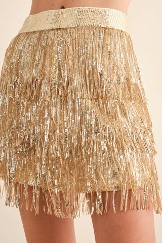 Stay Golden Tiered Sequin Skirt