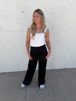 Wide Leg Black Athletic Pants
