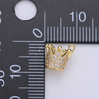 Dainty CZ Micro Pave Gold Crown Charm in 24k gold Filled