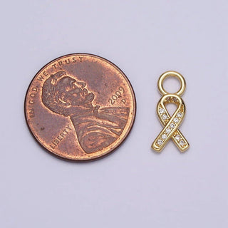 CZ Mini Breast Cancer Awareness Ribbon Charm