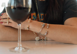 The Sis Kiss - Slider Charm Cuff - Designed for slider Charms and Initials : Gold / Size 1 - 2" Diameter