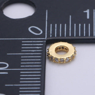 14K Gold Filled CZ Micro Pave Round Wheel Spacer Beads