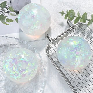 Iridescent Crystal Moldable Coconut Oil Squeeze Stress Ball: Colored Ribbon