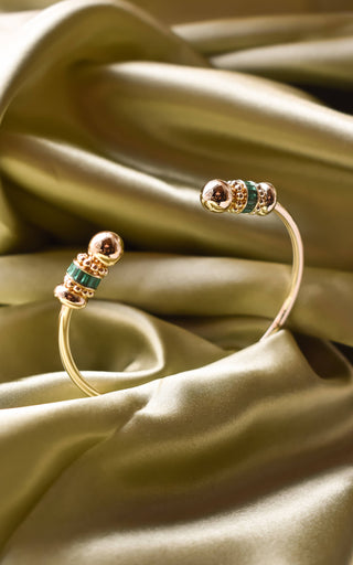 The Sis Kiss - Slider Charm Cuff - Designed for slider Charms and Initials : Gold / Size 1 - 2" Diameter