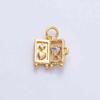 18K Gold Filled Clear CZ Heart Suitcase Luggage Travel Charm
