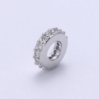 14K Gold Filled CZ Micro Pave Round Wheel Spacer Beads
