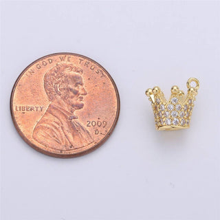 Dainty CZ Micro Pave Gold Crown Charm in 24k gold Filled