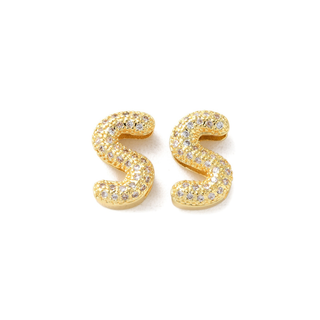 Mini Gold Slider Rhinestone Bubble Initial Charm