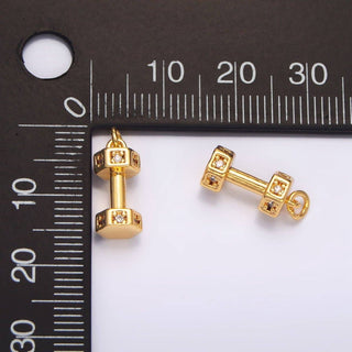 Micro Paved CZ Barbell Dumbbell Charm