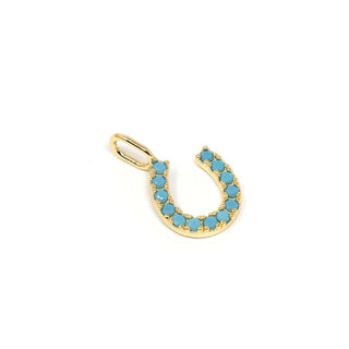 The Sis Kiss - Lucky Horseshoe Charm: Gold / Turquoise