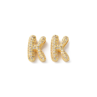 Mini Gold Slider Rhinestone Bubble Initial Charm