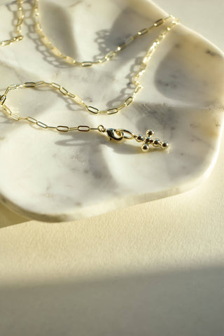 The Sis Kiss - Mini Hope Cross Charm: Gold