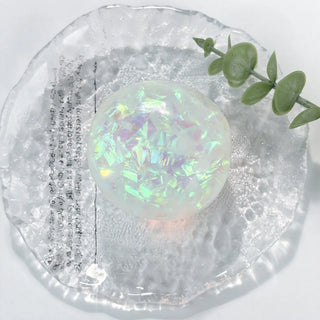 Iridescent Crystal Moldable Coconut Oil Squeeze Stress Ball: Colored Ribbon