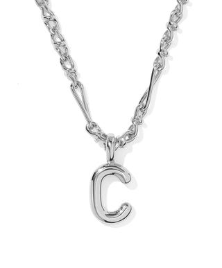 Bubble Letter Pendant Necklace - Silver