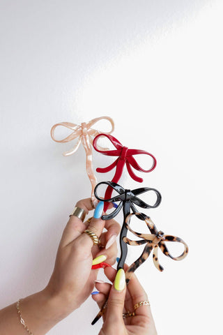 KAXI - BOW FRENCH PINS ( PACK OF 2 ): RED & PINK