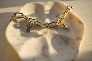 The Sis Kiss - Mini Hope Cross Charm: Gold