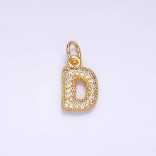 24K Gold Filled CZ Chubby Bubble Balloon Initial Letter Pendant
