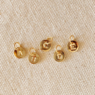 Stamped Micro Initial Letter Charm in 18k Gold Filled