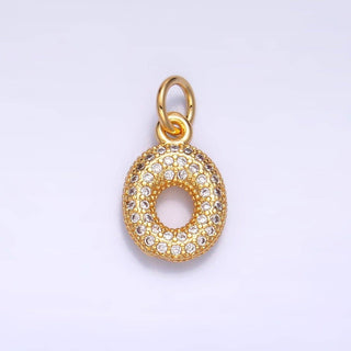 24K Gold Filled CZ Chubby Bubble Balloon Initial Letter Pendant