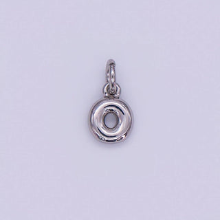 Micro White Gold Filled 10mm Initial Letter Bubble Charm in Silver