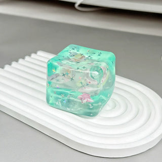 Ocean Shell Cube Maltose Squishy Stress Relief Toy: Green