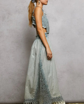 Pol Clothing - Smocked Sleeveless Shirred Maxi Dress