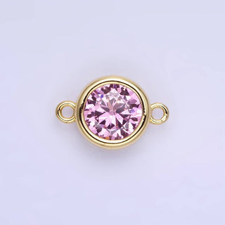 14K Gold Filled Birthstone CZ Round Bezel Connector