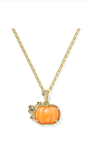 Pumpkin Gold Long Pendant Necklace