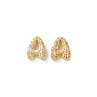 Mini Gold Slider Rhinestone Bubble Initial Charm