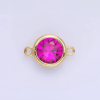 14K Gold Filled Birthstone CZ Round Bezel Connector