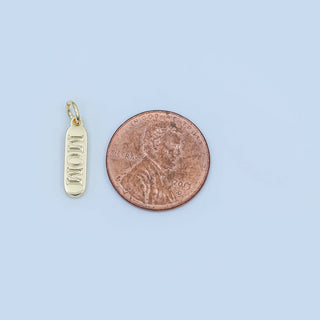 Gold "MOM" Script Tag Mini Charm