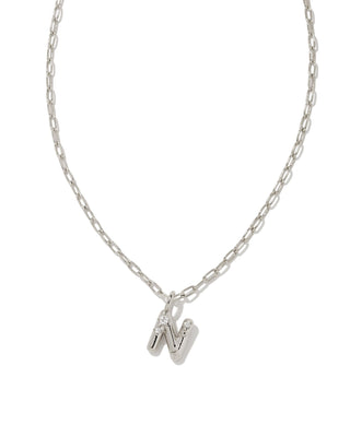 Crystal Letter Silver Short Pendant Necklace
