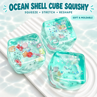 Ocean Shell Cube Maltose Squishy Stress Relief Toy: Green