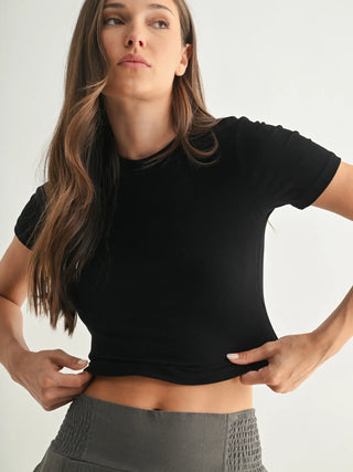Essential Micro-Ribbed Athleisure Baby Tee